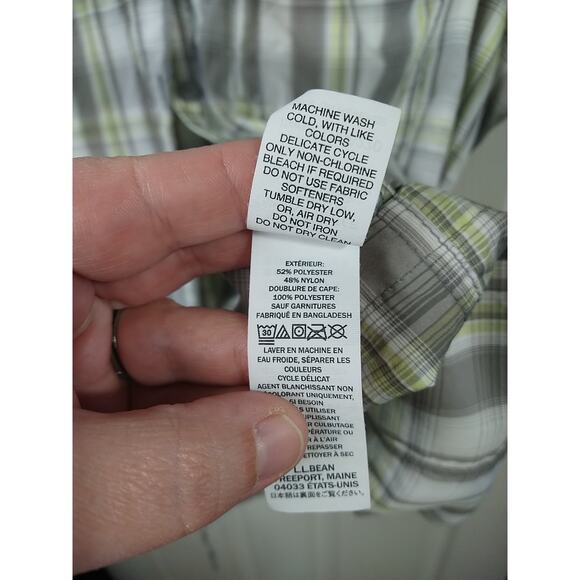 L.L. Bean Men's XL S/S Shirt Vented Grey Yellow Plaid Activewear lightweight - Picture 7 of 9